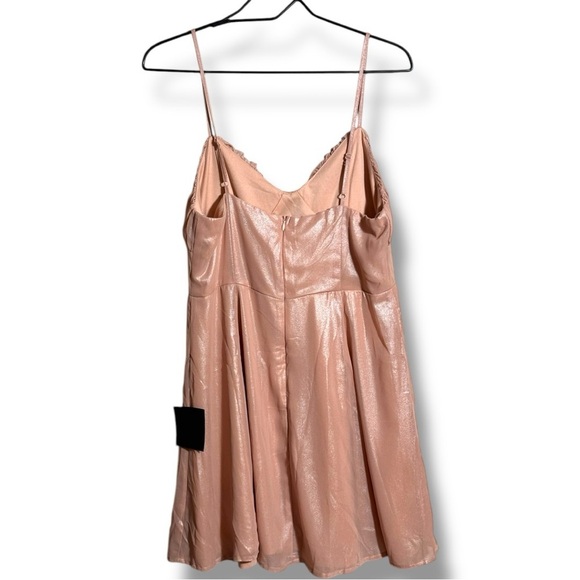 Lulu’s Shiny Peach Spaghetti Strap Pleated Cups Mini Formal Style Sundress - Picture 16 of 16